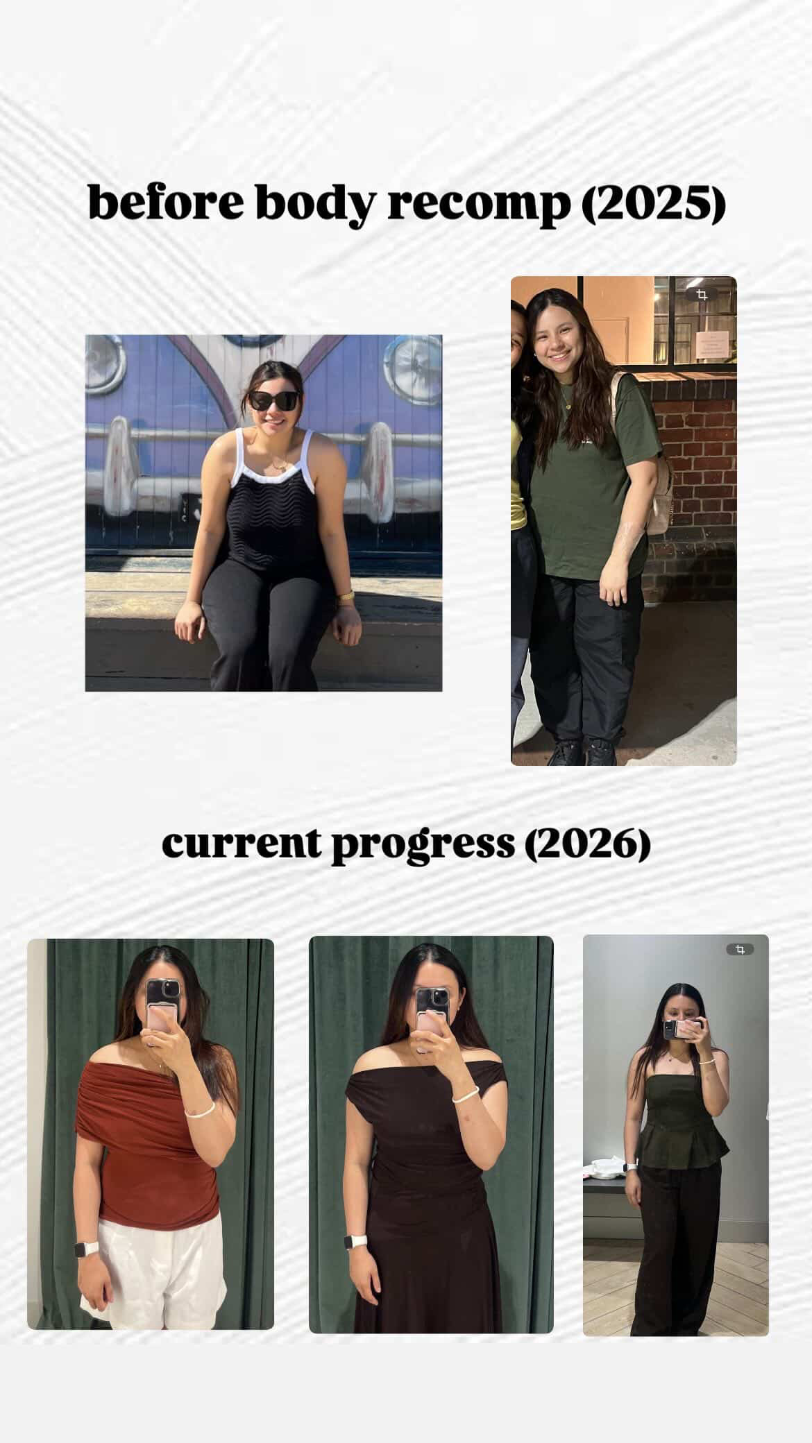 Body recomposition before and after 2025 to 2026